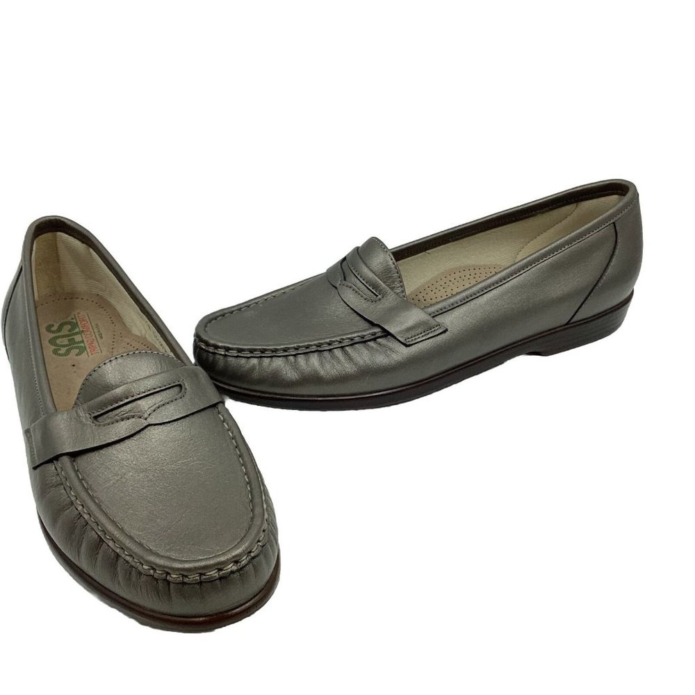 SAS Tripad Comfort Women Size 12 N Gray Leather Comfort Penny Loafers  Made USA